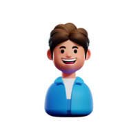 happy student boy character face 3d illustration icon png