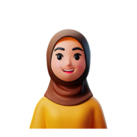 muslim woman face character 3d ramadan icon png