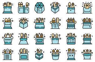 Pencil stand icons set vector flat