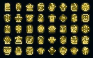 Totem icons set vector neon