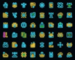 Internet of Things icons set vector neon