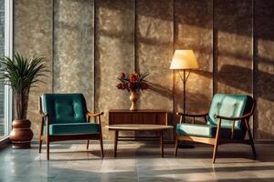 Hotel lobby with vintage style furniture profesional photograpy Ai Generated photo