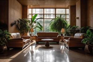 Hotel lobby with western style furniture profesional photograpy photo