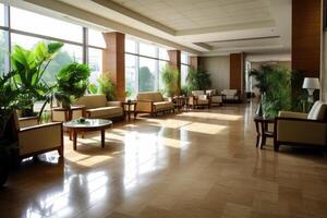 Hotel lobby with western style furniture profesional photograpy Ai Generated photo