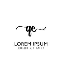 QC Initial Handwriting Template Design vector