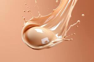 Liquid foundation splash fluid cosmetic cream profesional photograpy Ai Generated photo