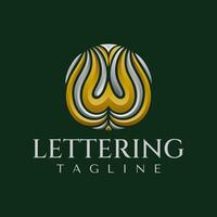 Luxury line abstract initial letter W logo branding design vector