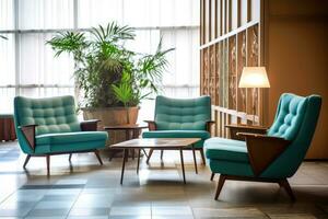 hotel vestíbulo con Clásico estilo mueble profesional fotografía ai generado foto