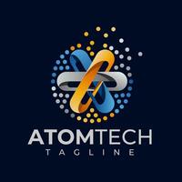 Modern digital technology pixel abstract atom logo design vector