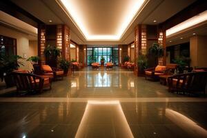 Hotel lobby with chinese style furniture profesional photograpy photo