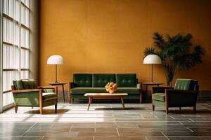 Hotel lobby with vintage style furniture profesional photograpy Ai Generated photo