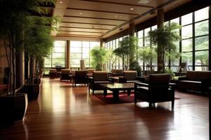 Hotel lobby with japanese style furniture profesional photograpy photo