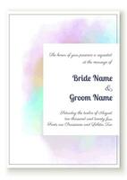 Artistic abstract watercolor wedding invitation vector