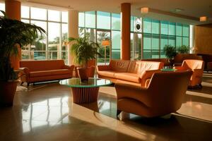 Hotel lobby with western style furniture profesional photograpy Ai Generated photo