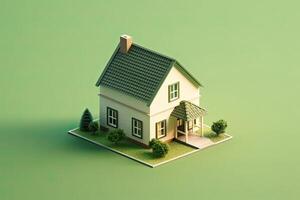 Tiny cute isometric house soft smooth lighting soft color illustration photo