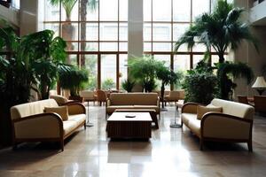 Hotel lobby with european style furniture profesional photograpy photo