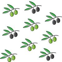 Green and black olives. Seamless pattern in vector design.