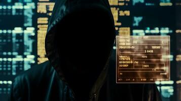 Anonymous hacker. Concept of cybercrime, cyberattack, dark web. photo