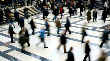 Time lapse photography of busy people in the square or plaza photo