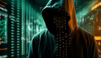 Anonymous hacker. Concept of cybercrime, cyberattack, dark web. photo