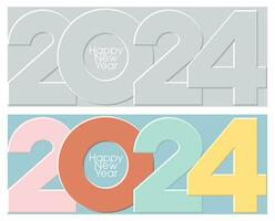 Happy New Year 2024 pastel colors calligraphy. Greeting card template. vector