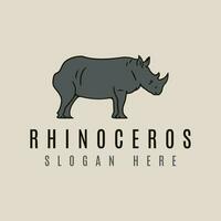 simple rhino wildlife logo line art icon and symbol vector symbol illustration design.