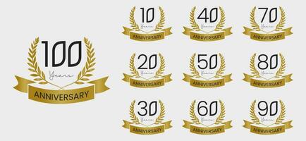 Set of anniversary Celebration Icon Vector Logo Design Template. Emblem of the 100th anniversary.