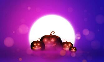 Abstract bokeh Light purple color with soft light background for Dark Cute halloween pumpkins vector magic holiday poster design.