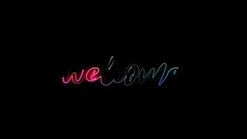 Welkom gloed kleurrijk neon laser tekst animatie video
