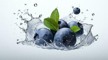 Fresh juicy Blueberry fruit with water splash isolated on background, healthy fruit photo