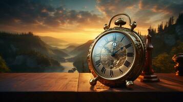 Stunning nature background, Amazing natural scenery, vintage alarm clock photo