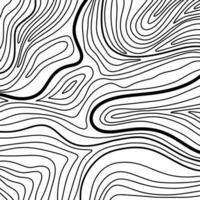 Black and white topographic line contour map background, hand drawn geographic network map vector