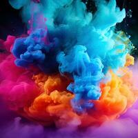 Abstract background of rainbow coloured smoke photo