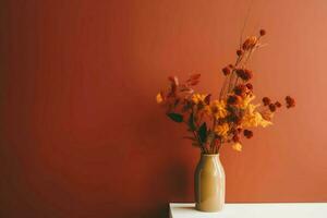 Minimalist autumn vase. Generate Ai photo