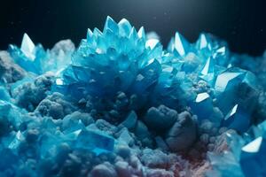 Blue crystals stones. Generate Ai photo