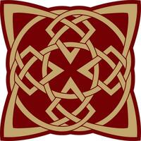 Vector gold and red celtic knot. Ornament of ancient European peoples. The sign and symbol of the Irish, Scots, Britons, Franks.