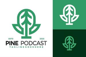 pino podcast logo diseño vector símbolo icono ilustración