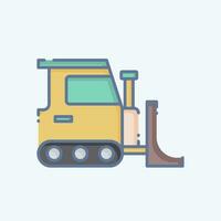 Icon Bulldozer. related to Building Material symbol. doodle style. simple design editable. simple illustration vector