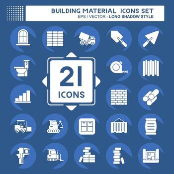icono conjunto edificio material. relacionado a educación símbolo. largo sombra estilo. sencillo diseño editable. sencillo ilustración vector