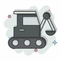 Icon Excavator. related to Building Material symbol. comic style. simple design editable. simple illustration vector