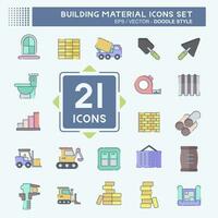 Icon Set Building Material. related to Education symbol. doodle style. simple design editable. simple illustration vector