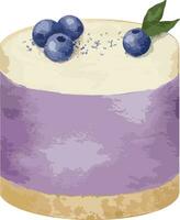 berry mousse cake Hand drawn watercolor illustration isolated element vector