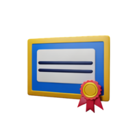 certificat 3d le rendu icône illustration png