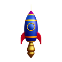 christmas 3d rocket with fireworks illustration png