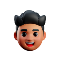 happy student boy character face 3d illustration icon png