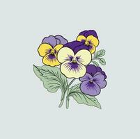 Flat flower vector Illustration Hand Drawn outline