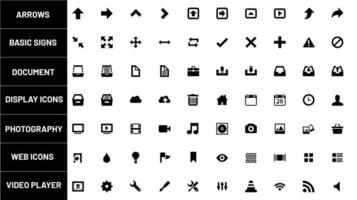 web y aplicación ui ux íconos conjunto negro y blanco aislado en blanco antecedentes vector