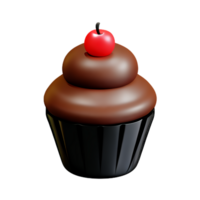 chocolate cupcake with cherry 3d sweets icon png