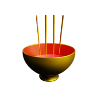chinese new year icon rice bowl with chopsticks 3d png