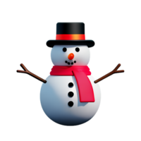 christmas 3d snowman with black hat illustration png